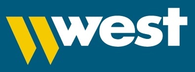 West logo on blue bkground